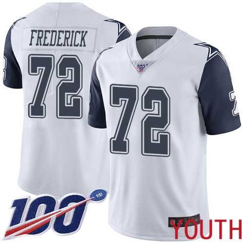Youth Dallas Cowboys Limited White Travis Frederick #72 100th Season Rush Vapor Untouchable NFL Jersey->youth nfl jersey->Youth Jersey